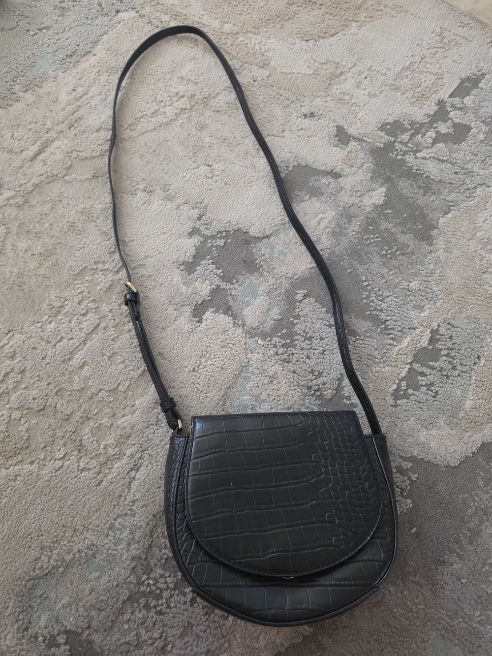 Black Croc-Embossed Crossbody Bag - Women